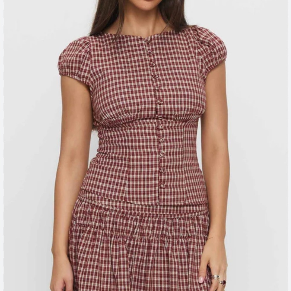 Princess Polly Red Checkered Top